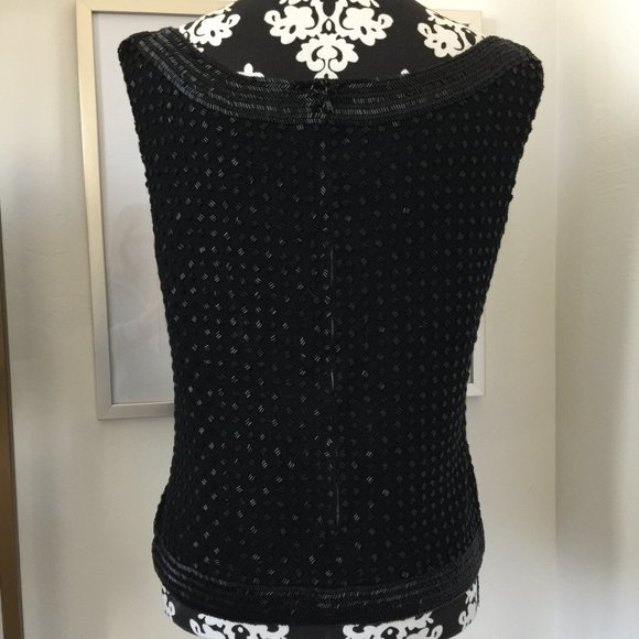 Vintage Wool Black Beaded Wool Shell Top Metal Zipper Small Balore Knits - Picture 4 of 9